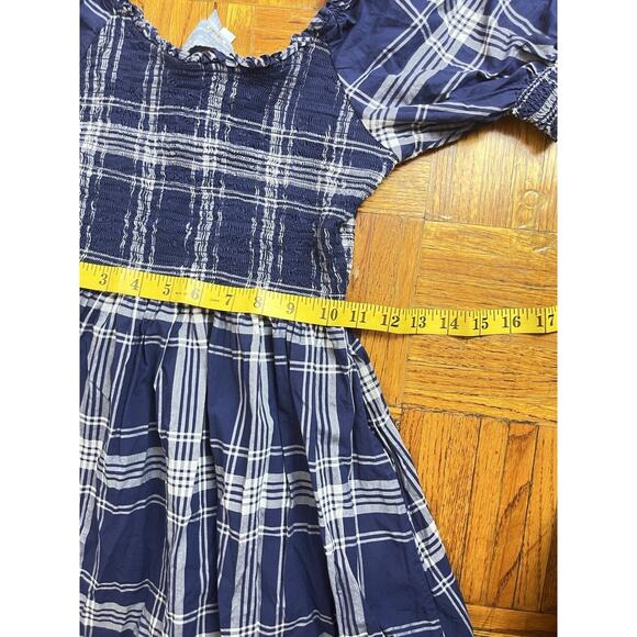 Hill House The Athena Nap Dress size S Tartan Plaid Blue Square Neck - Picture 7 of 8